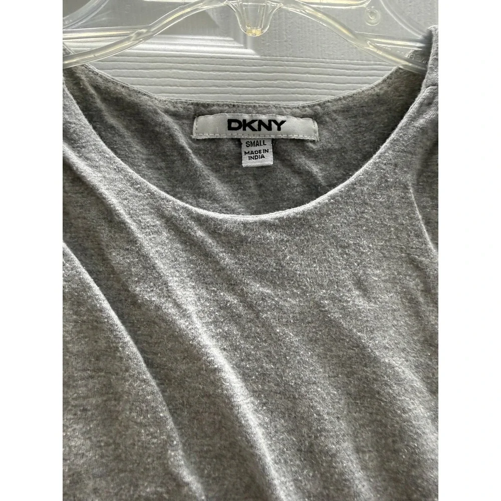 DKNY Girls Grey White Mixed Media‎ Tiered Ruffle Dress Sleeveless Size Small